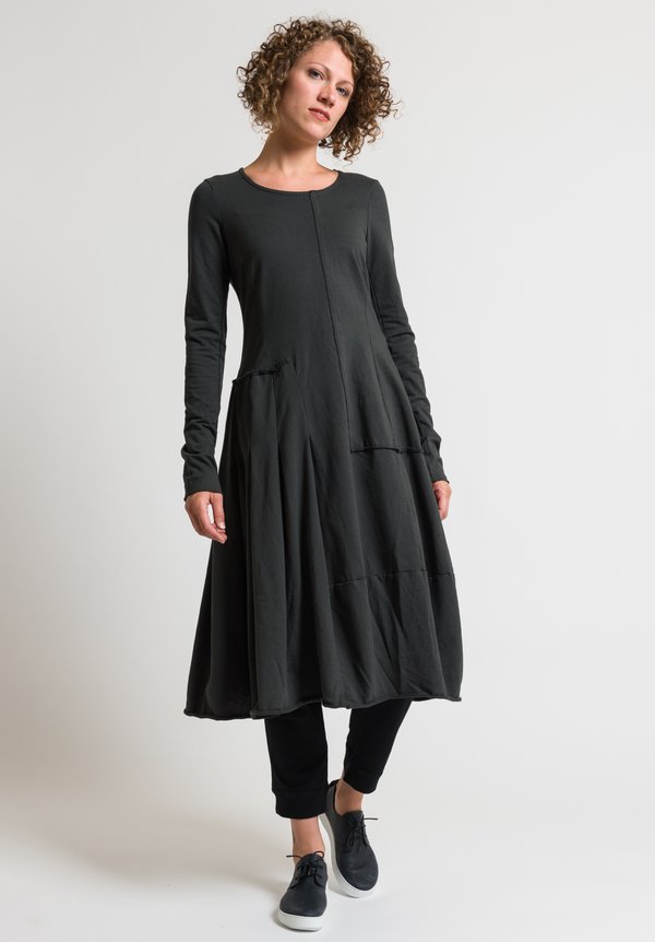Rundholz Black Label Pleated Patchwork Dress in Anthra	