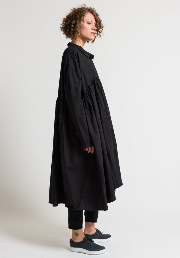 Rundholz Black Label Buttoned Gathered Dress in Black	