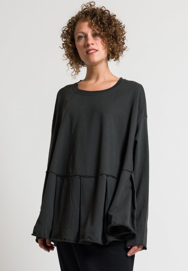 Rundholz Black Label Pleated Patchwork Top in Anthra	