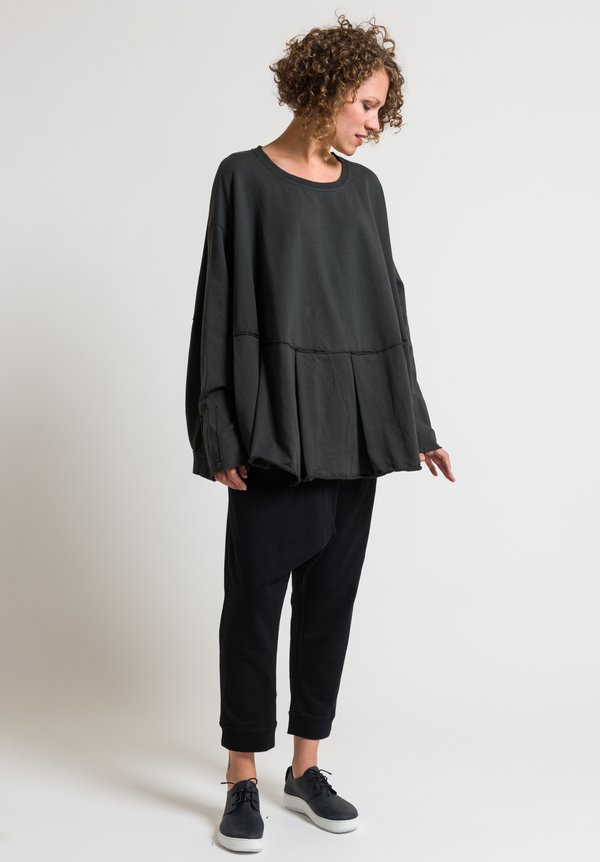 Rundholz Black Label Pleated Patchwork Top in Anthra	