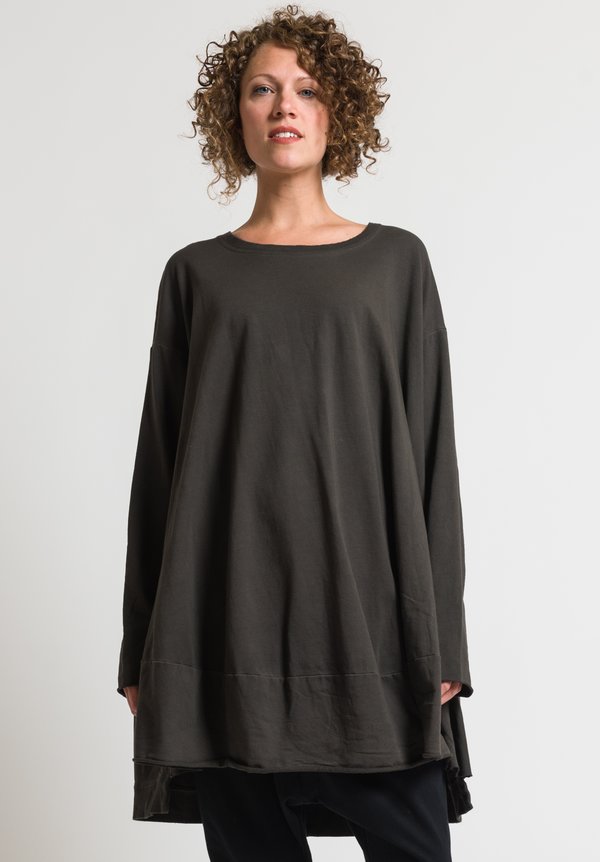 Rundholz Black Label Oversized Raw Edge Top in Mocca	
