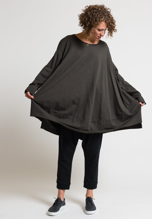 Rundholz Black Label Oversized Raw Edge Top in Mocca	