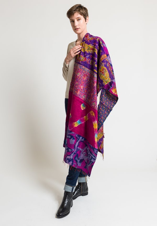 Mieko Mintz 2-Layer Wrap Scarf in Fuchsia/ Purple	