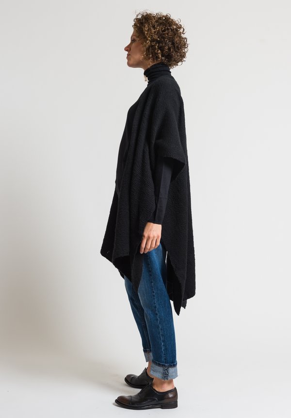 VOZ Cotton Hand Woven Poncho in Black	