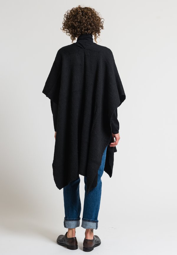 VOZ Cotton Hand Woven Poncho in Black	