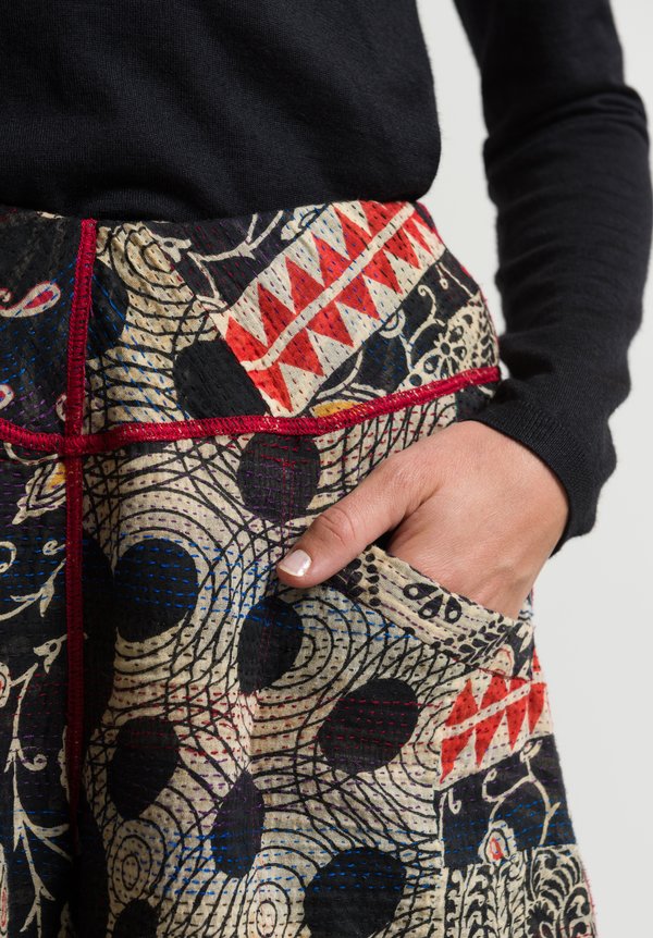 Mieko Mintz 2-Layer Harem Pants in Black/ Red	