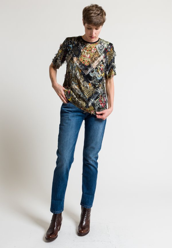 Etro Frayed Paisley Printed Top in Black	