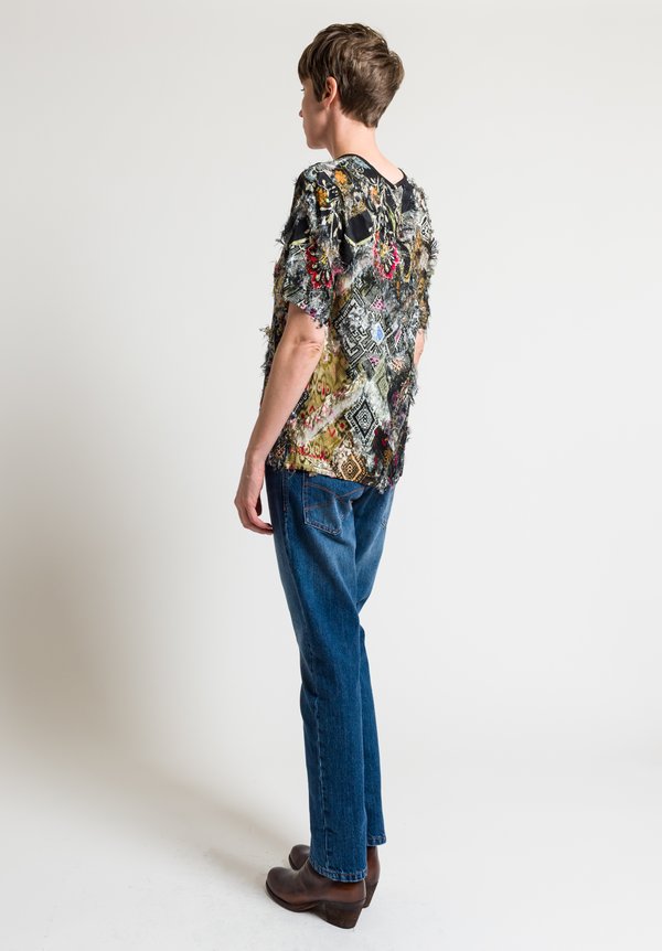 Etro Frayed Paisley Printed Top in Black	