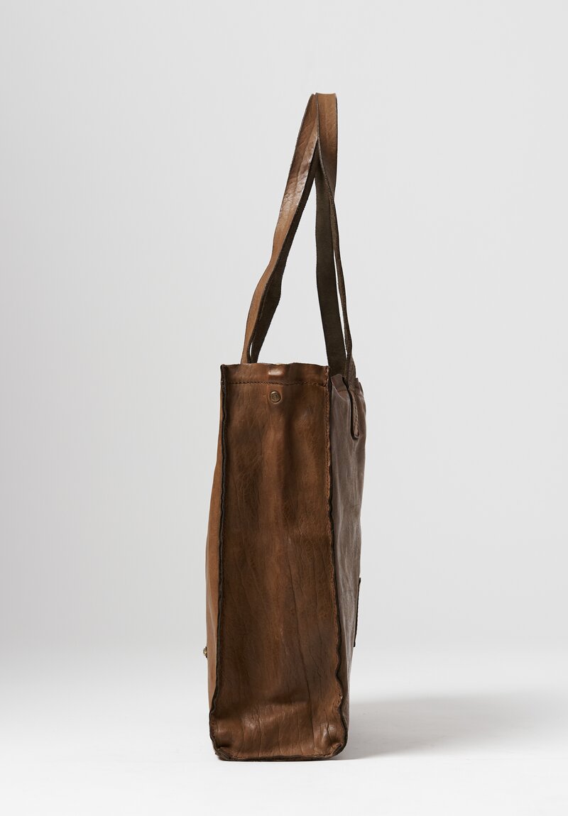 Campomaggi Leather Shopping Tote in Chocolate