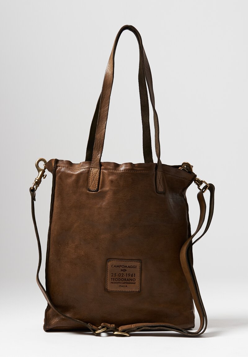 Campomaggi Leather Shopping Tote in Chocolate