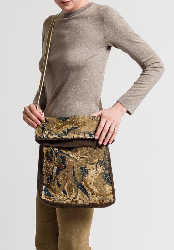 By Walid Tapestry Story Messenger Bag in Chocolate	