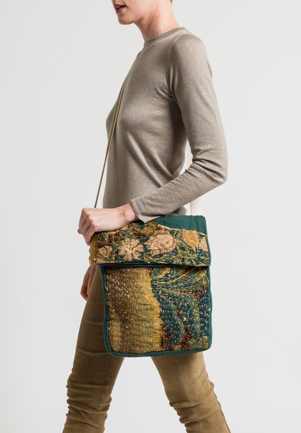 By Walid Tapestry Story Messenger Bag in Green	