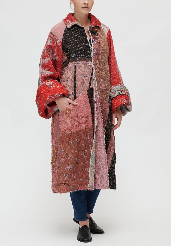 By Walid Liza Chinese Panel Coat in Red Multi	