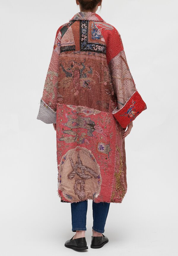 By Walid Liza Chinese Panel Coat in Red Multi	