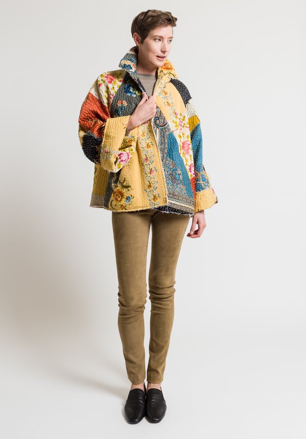 By Walid Judy Chinese Panel Jacket in Yellow Multi	