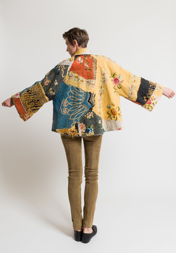 By Walid Judy Chinese Panel Jacket in Yellow Multi	