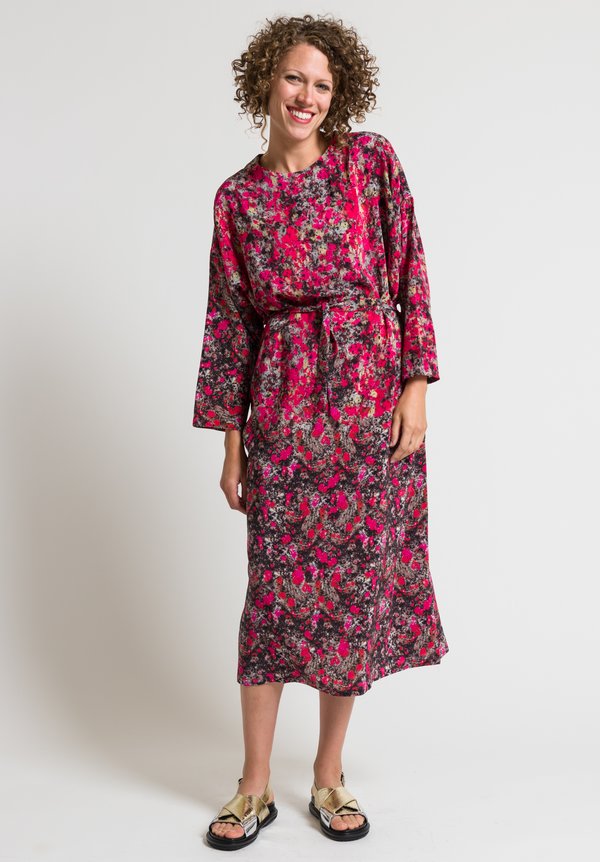 Anntian Easy Oversized Silk Dress in Pink & Black	