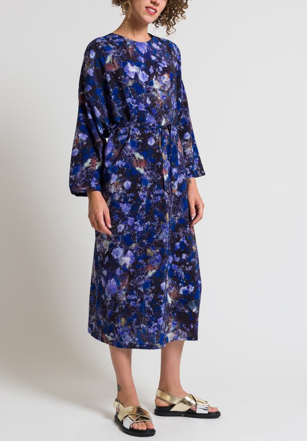 Anntian Easy Oversized Silk Dress in Purple & Blue	