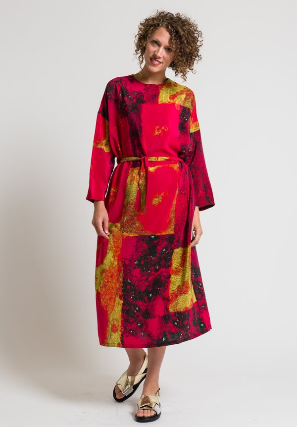 Anntian Easy Oversized Silk Dress in Raspberry & Yellow | Santa Fe Dry ...