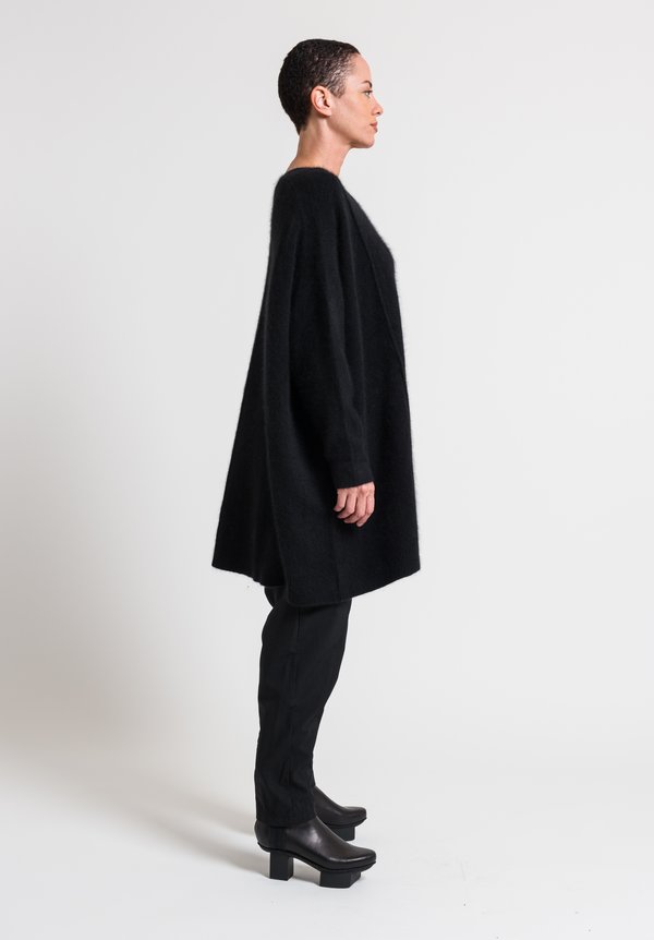 Rundholz Oversized Wool & Racoon Tunic Sweater in Black	