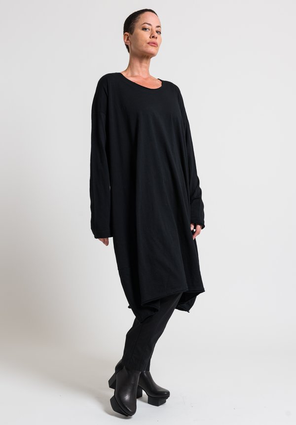 Rundholz Black Label Oversized Cotton Jersey Dress in Black	