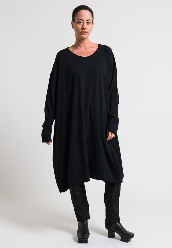 Rundholz Black Label Oversized Cotton Jersey Dress in Black	