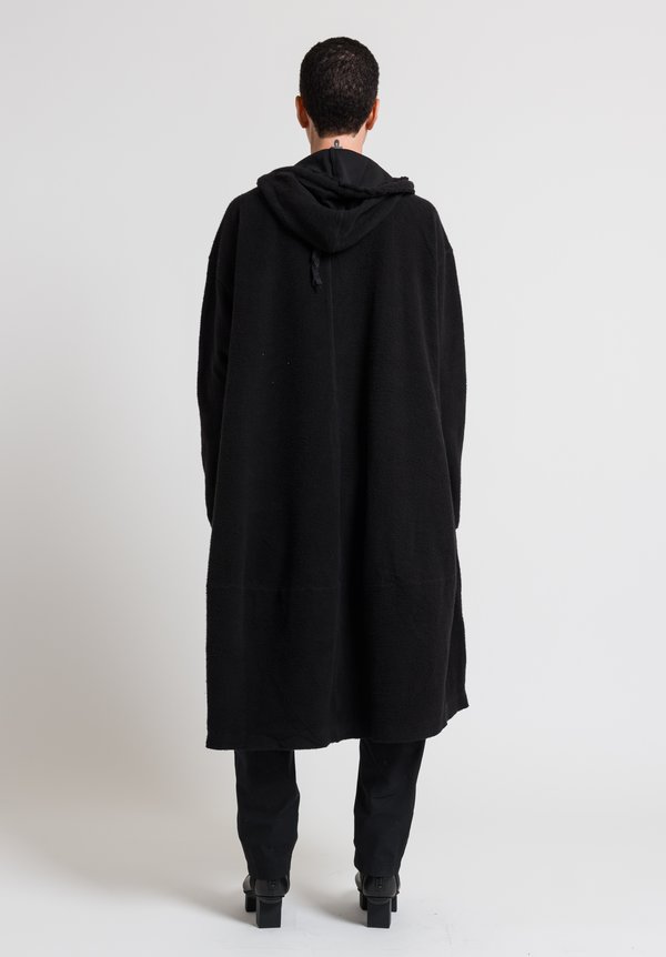 Rundholz Black Label Oversized Cotton Fleece Hooded Dress in Black	