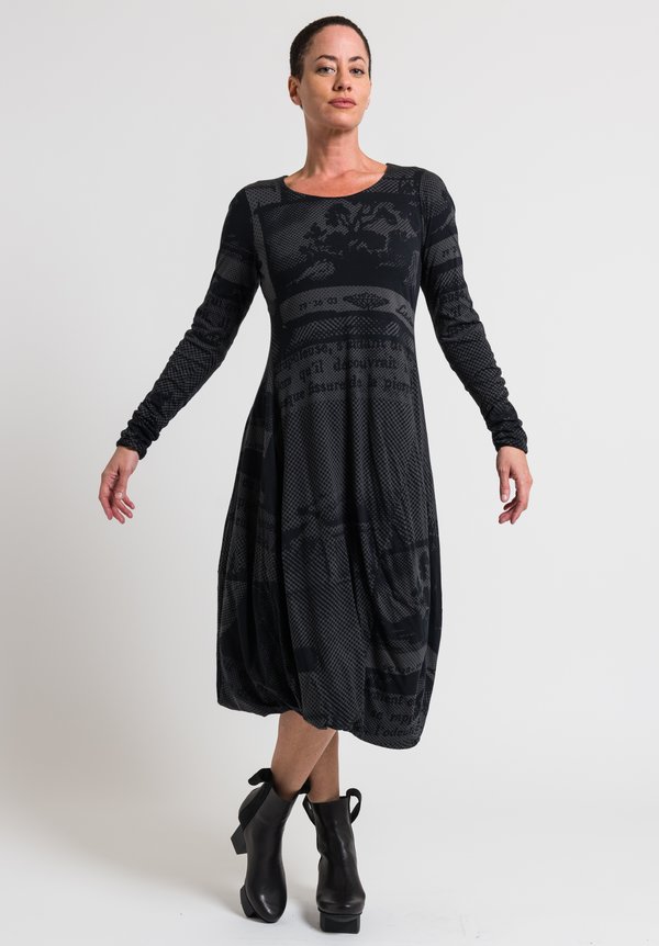 Rundholz Black Label Cotton Down Skirt Dress in Anthra Print	