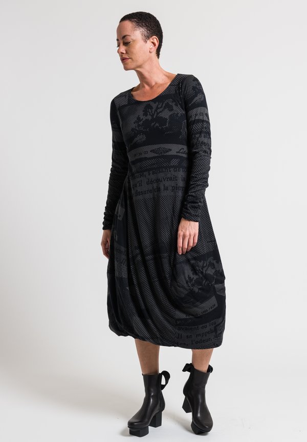 Rundholz Black Label Cotton Down Skirt Dress in Anthra Print	
