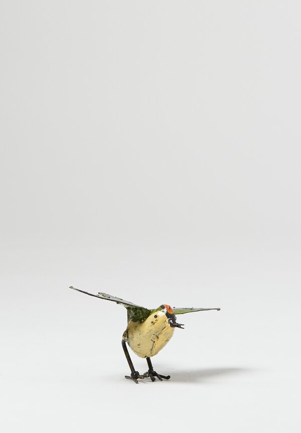 Hand-Painted Recycled Metal Medium Kinglet Bird	