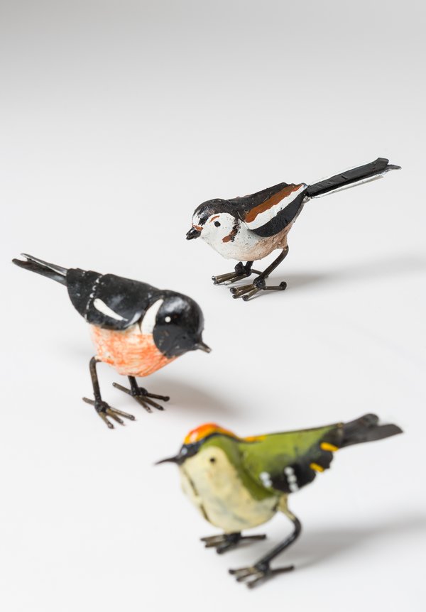 Arrosoir & Persil Hand-Painted Recycled Metal Small Long-Tailed Tit Bird in Black & White	