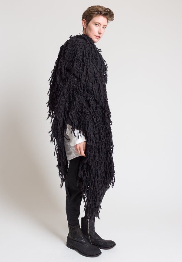 Urban Zen Shaggy Poncho in Black	