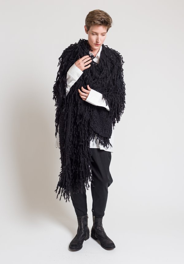 Urban Zen Shaggy Poncho in Black	