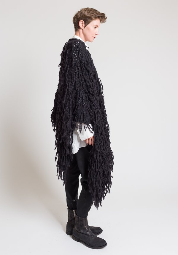 Urban Zen Shaggy Poncho in Black	