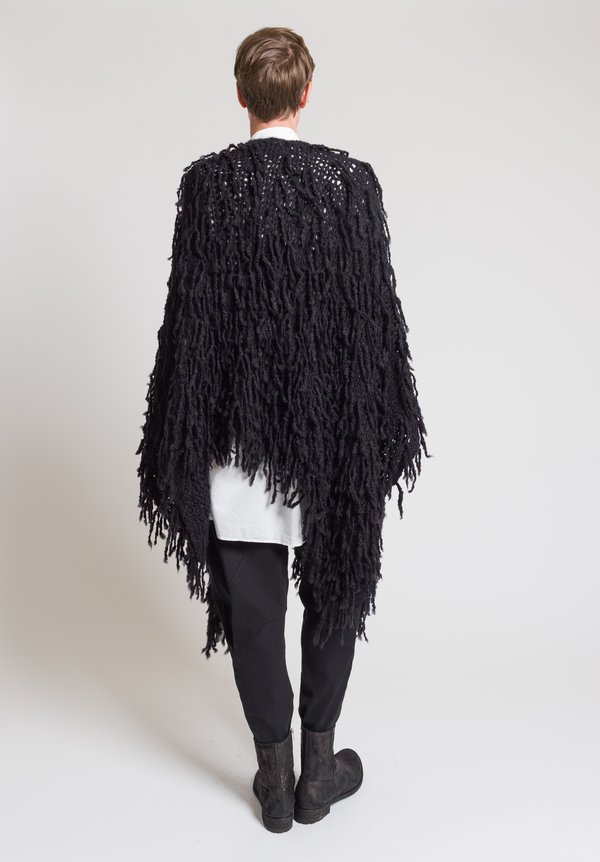 Urban Zen Shaggy Poncho in Black	