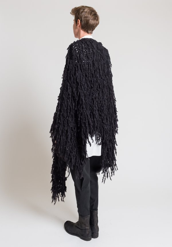 Urban Zen Shaggy Poncho in Black	