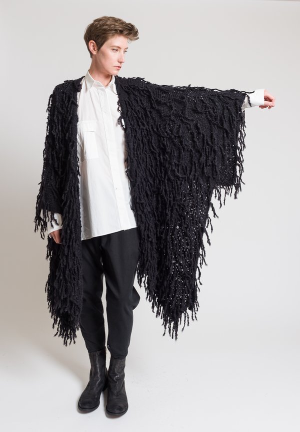 Urban Zen Shaggy Poncho in Black	