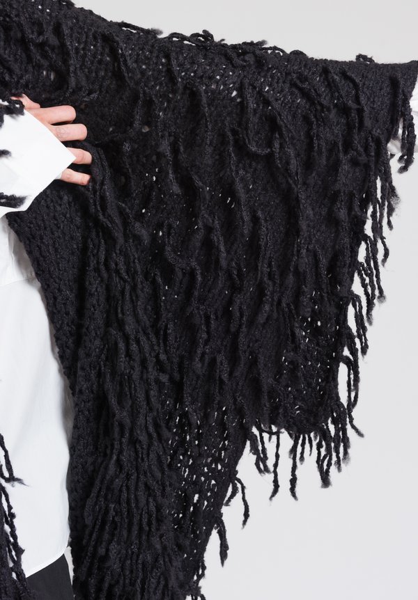 Urban Zen Shaggy Poncho in Black	