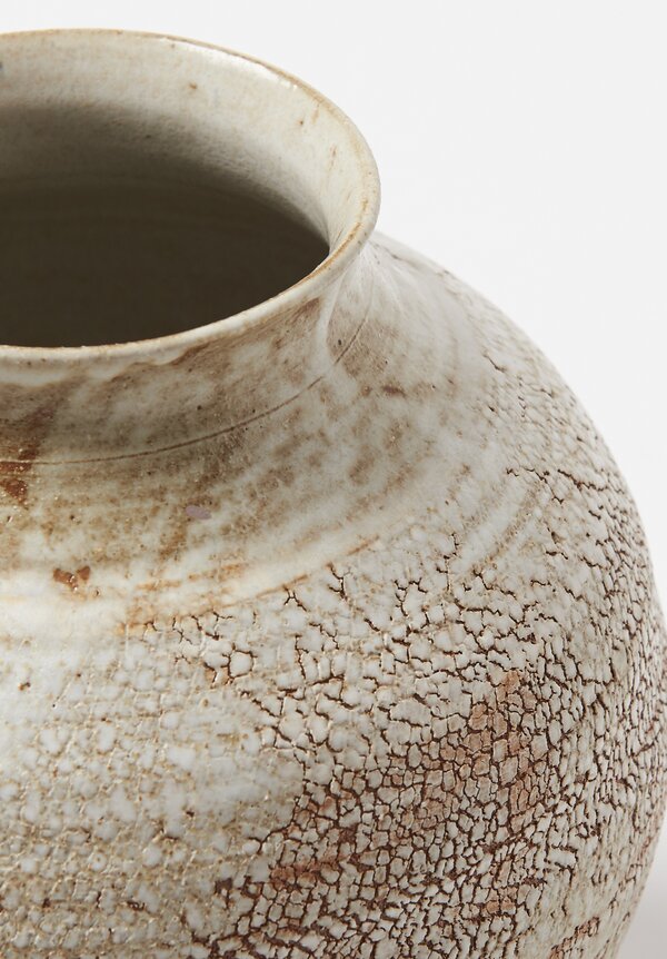 Peter Speliopoulos Large Ceramic Pot with Crackle Finish in Beige	
