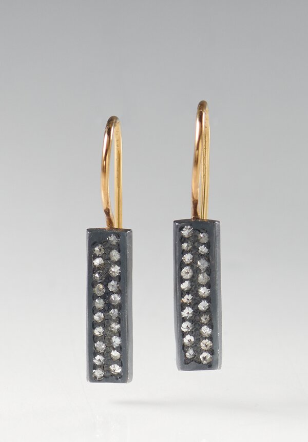 TAP by Todd Pownell 18k Gold, Oxidized Silver & Diamond Small Rectangle Drops	