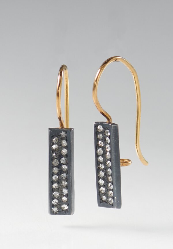 TAP by Todd Pownell 18k Gold, Oxidized Silver & Diamond Small Rectangle Drops	