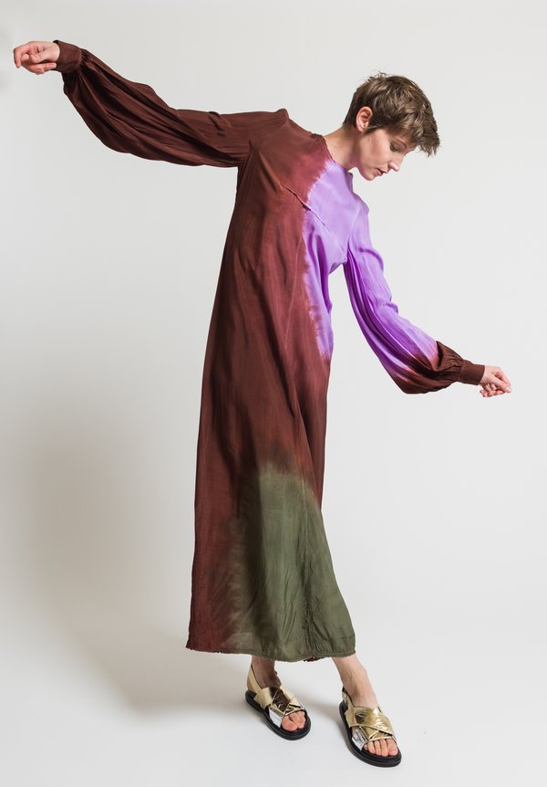 Marni Tie-Dye Long Sleeve Dress in Ruby