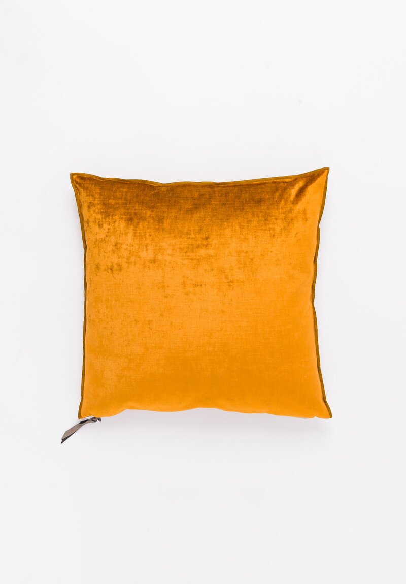 Maison de Vacances Royal Velvet Square Pillow in Amber Orange	
