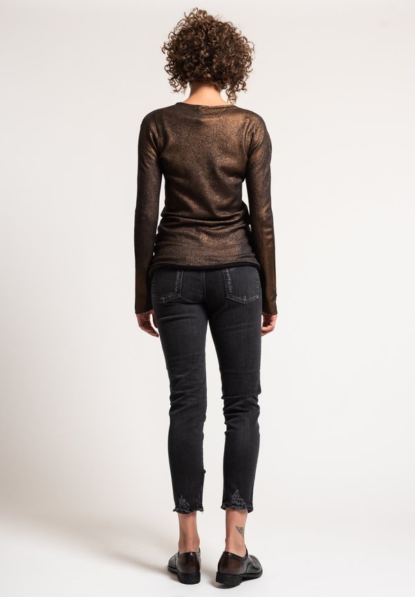 Avant Toi Metallic Sweater in Black/Chocolate	