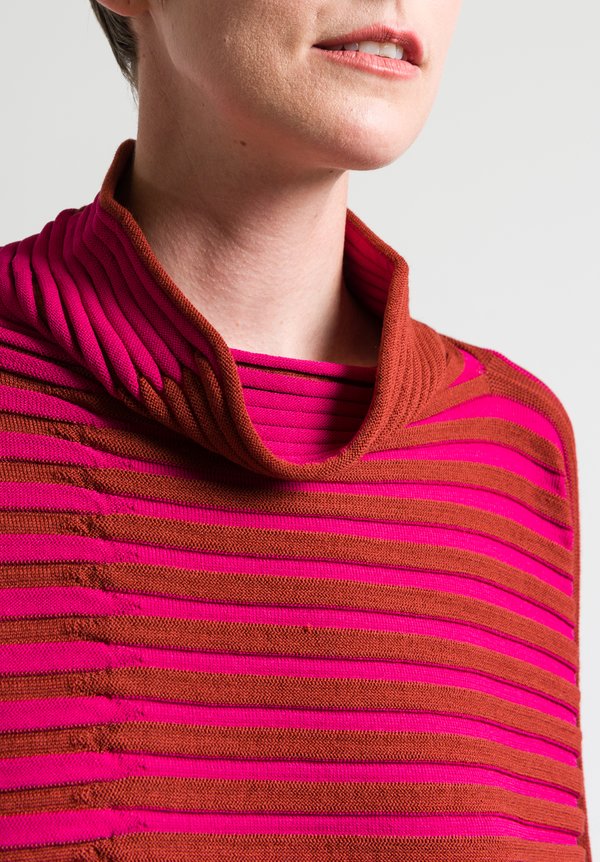 Issey Miyake 3D Stripe Knit Sweater in Bright Pink