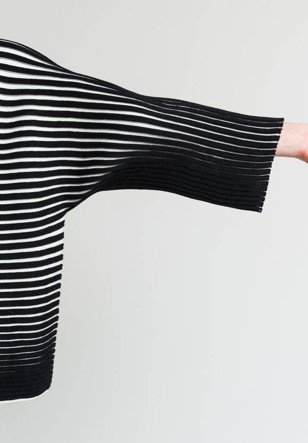 Issey Miyake 3D Stripe Knit Sweater in White