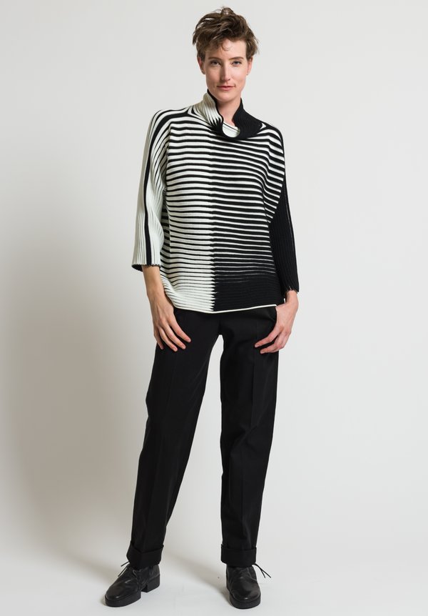 Issey Miyake 3D Stripe Knit Sweater in White