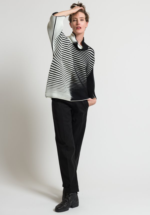 Issey Miyake 3D Stripe Knit Sweater in White