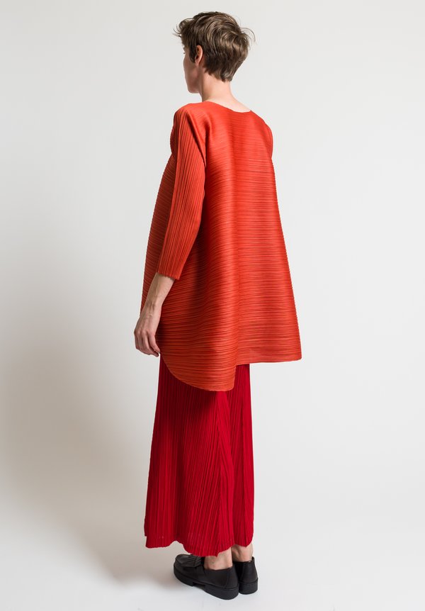 Issey Miyake Pleats Please Stratum Bounce Top in Orange | Santa Fe 