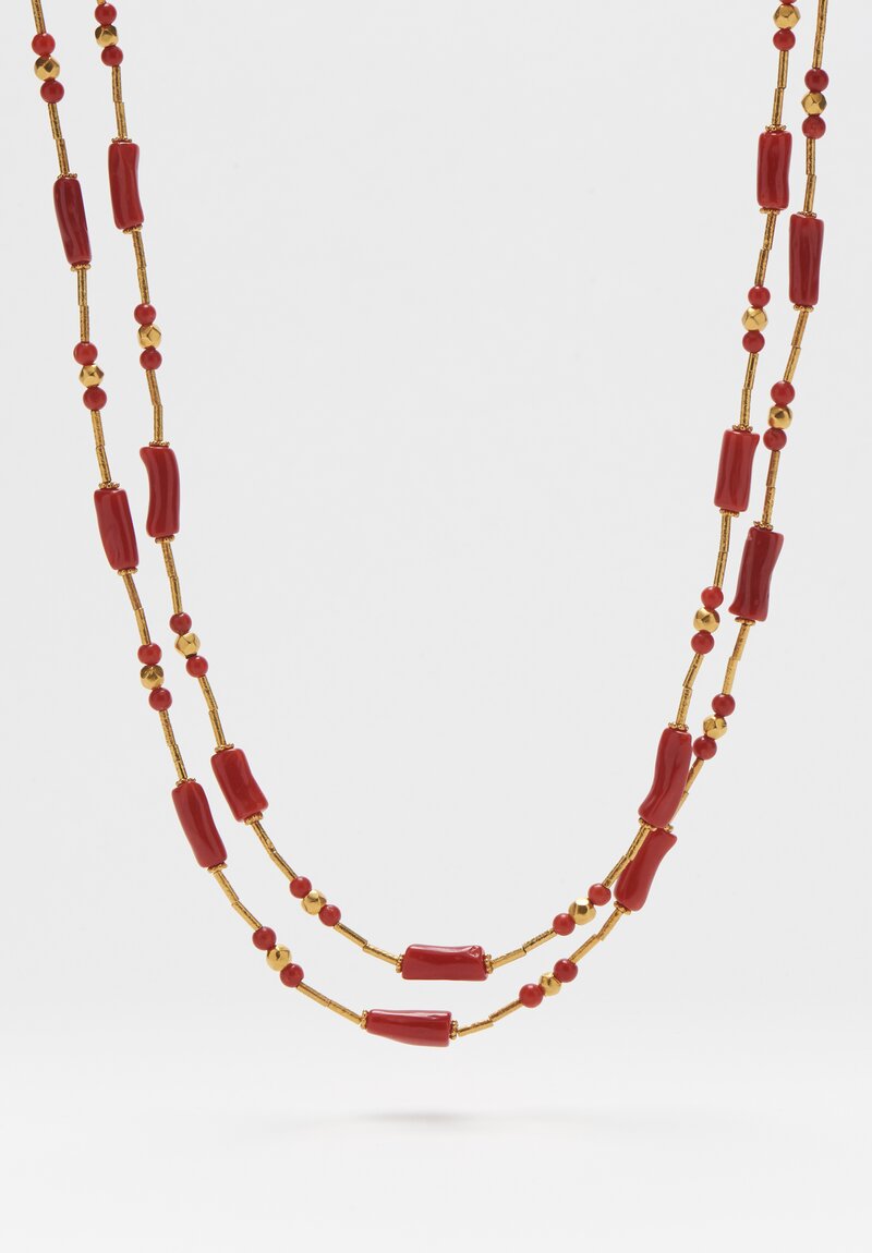 Greig Porter 18K, Italian Coral Long Single Strand Necklace	